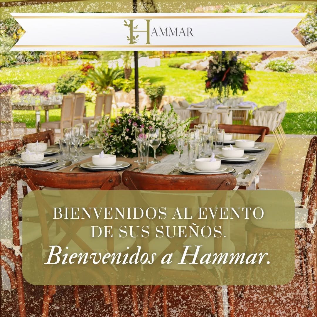 Montaje de mesas en Jardín Hammar rodeado de áreas verdes